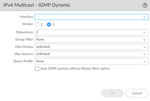 Dynamic IGMP Interface configuration window.